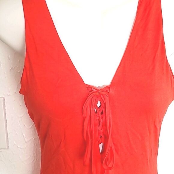 Caren Forbes One-piece Lace-up Front Orange Bathing Suit, Size Small, NWOT - Picture 3 of 5